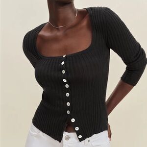 Reformation Celia Linen Cotton Cardigan